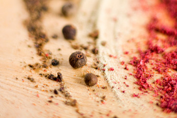 red pepper and other spices closeup,for cooking.