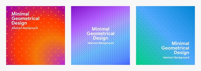 Abstract vector trendy gradient cover template set with minimal geometric pattern for web and mobile design. EPS 10