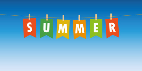 summer party flag on blue sky background vector illustration EPS10