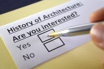 Obraz premium One person is answering question about history of architecture.