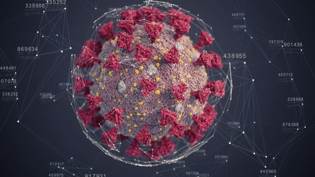 New Coronavirus 2019-nCov Microscope Close up Loop 3d. Dangerous Flu Strain Responsible for Asian Flu Outbreak and Coronavirus Pandemic. Coronaviruses Influenza Concept. 4k Ultra HD 3840x2160.