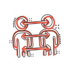 People referral icon in comic style. Business communication cartoon vector illustration on white background. Reference teamwork splash effect business concept.