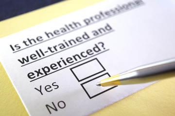 Obraz premium One person is answering question about health professional.