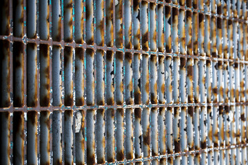 A rusty steel grill. Close up image. Texture.