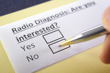 Fototapeta premium One person is answering question about radio diagnosis.