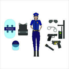 police objects. Illustration for web and mobile design.