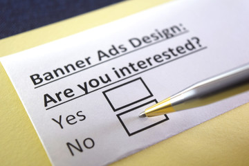Obraz premium One person is answering question about banner ads design.