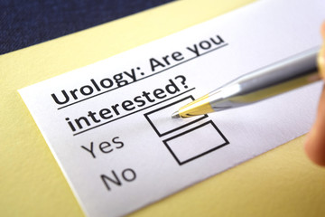 Fototapeta premium One person is answering question about urology.