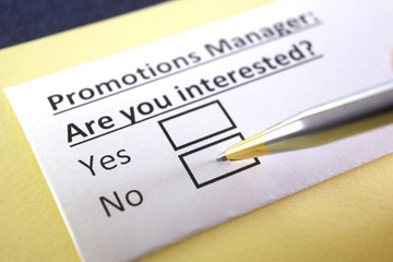 One person is answering question about promotions manager.