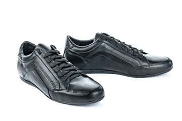 Black men shoes on white background  isolated