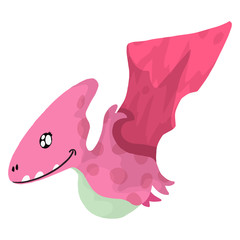 Little cute dinosaur is flying. Vector illustration for baby clothes.