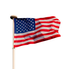 The starry flag of the United States of America (USA) on the white background