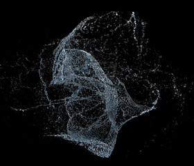 Water impact - splash on the black background. 3D-rendering.
