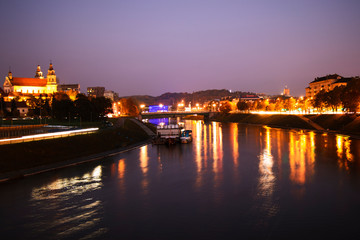 Fototapeta na wymiar bridge at night and night city view