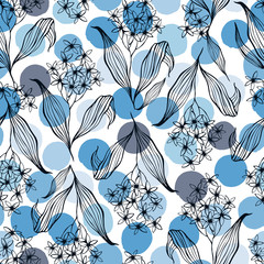 Vector seamless pattern with hand drawn flowers.