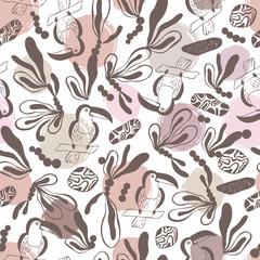 Tropical seamless pattern with toucans. Vector background.