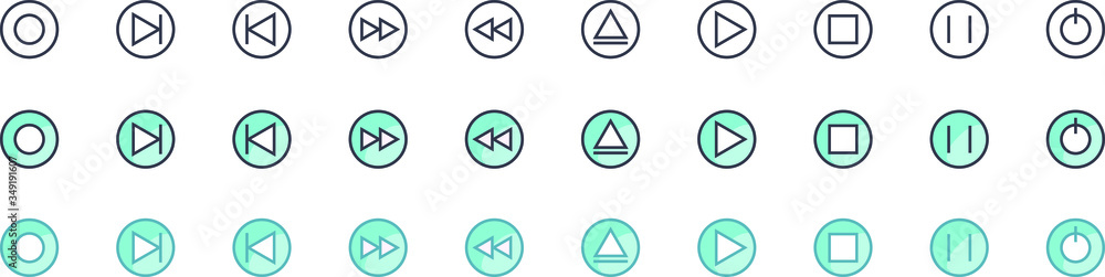 Aufkleber set of technological colored icons on white background . isolated vector elements
