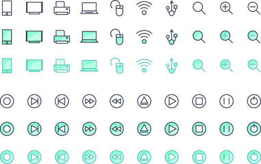 Set of Technological Colored Icons on White Background . Isolated Vector Elements