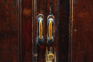 Original beautiful handles of old doors.Details