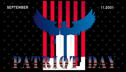 Illustration on the theme of Patriot Day with the silhouette of the World Trade Center.
