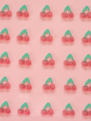  Jelly candies cherries pattern on pink background