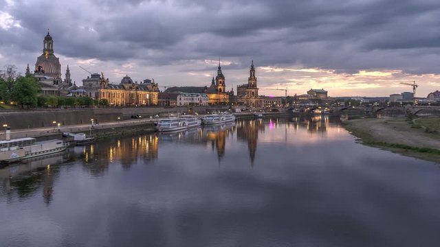 Dresden Day to Night City Skyline Hyperlapse Germany