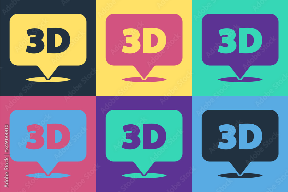 Poster pop art speech bubble with text 3d icon isolated on color background. vector