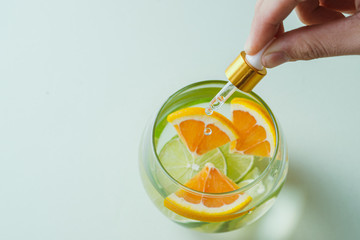Essential oil with orange - vitamin C. Natural remedies, drop vitamin C - dropper.