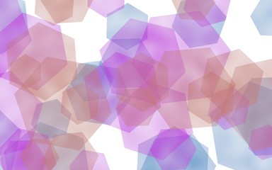 Multicolored translucent hexagons on white background. Red tones. 3D illustration