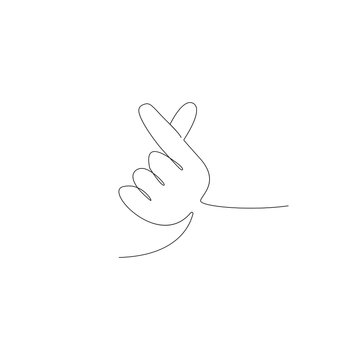Vector illustration. Korean symbol hand heart line drawn, a message of love hand gesture. Sign icon stylized for the web and print. 
