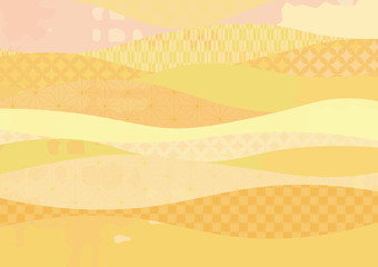 和柄の波模様背景　金色2