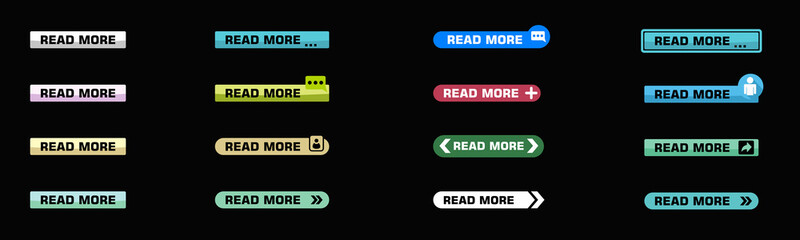 Big set of stylish modern buttons for your site. Web UI UX icons. Vector illustration. Set of vector modern material style buttons. Different colors of elements and icons