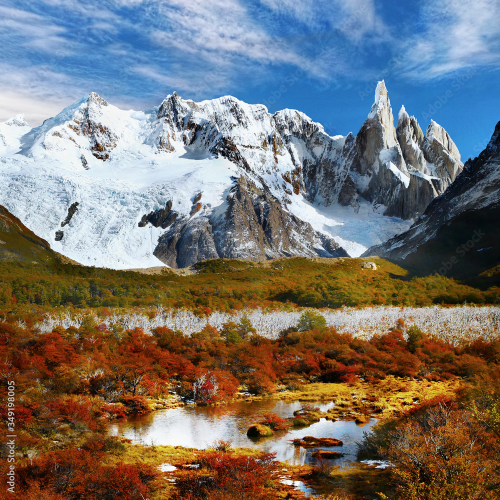 Sticker Colorful Autumn mountain landscape Scenery Patagonia 