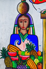 JUAYUA, El SALVADOR - MAY 05:  Mural paintings in La Palma, El Salvador on May 05, 2014. Many...