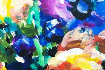 Hand painted modern style flowers. Brushstrokes of paint. Abstract art background. - Image