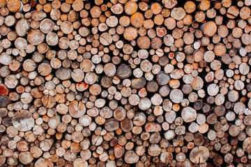 photo of firewood carefully folded and outlining an excellent texture