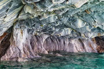 Unique marble caves (Capillas del Marmol). General Carrera lake also called Lago Buenos Aires....