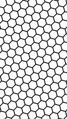 Black honeycomb on a white background. Perspective view on polygon look like honeycomb. Isometric geometry. Vertical image orientation. 3D illustration