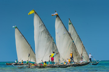 Fisherman during a race on the beach in Diani Mombasa. This event happens once a year