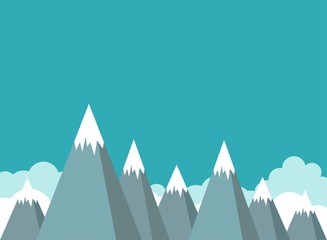 mountain peaks and sky background. success, high results symbol.
