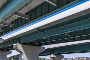 青空と高速道路の高架橋