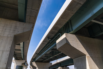 青空と高速道路の高架橋