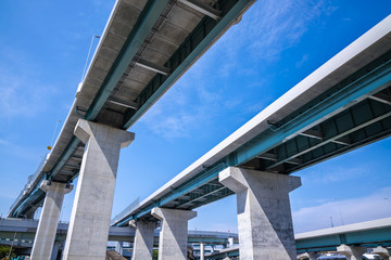 青空と高速道路の高架橋