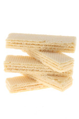 Wafers sticks with vanilla Cream isolated on white background