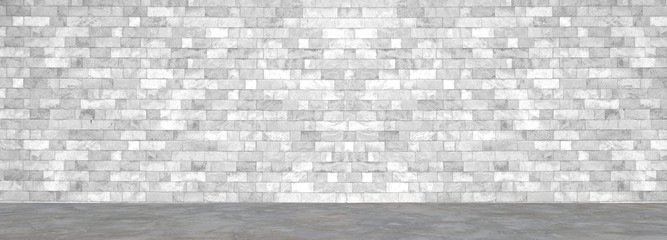 Dark cement floor and brick wall backgrounds studio room interior texture for display products..