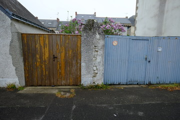 Closed door at le Pouliguen a small city in the west of France. spring 2020