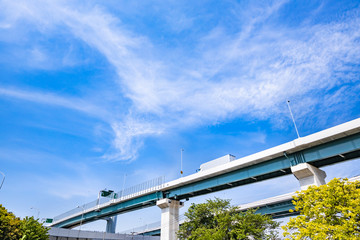 青空と高速道路の高架橋