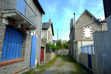 Fototapeta na wymiar Closed door at le Pouliguen a small city in the west of France. spring 2020