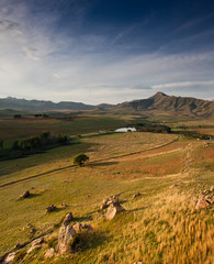 farmland landscape with wispy clouds outside Clarence, Free State, South Africa
