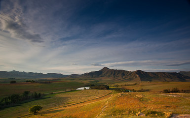 farmland landscape with wispy clouds outside Clarence, Free State, South Africa